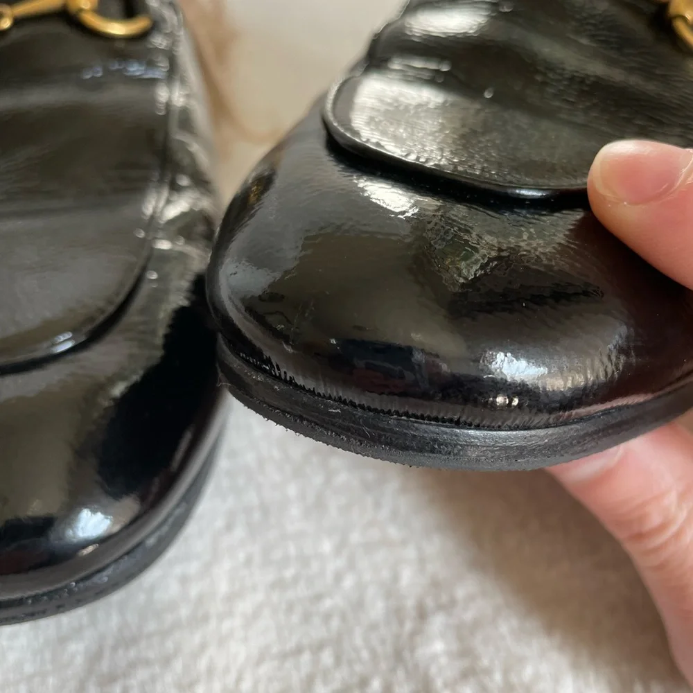 Gucci (Rare!) Fur Glossy Leather Mules - Picture 6 of 8